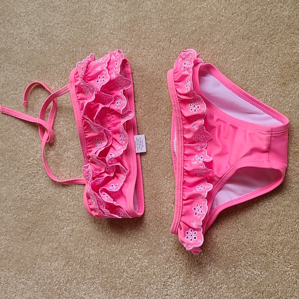 Gymboree hot pink eyelet ruffle bikini